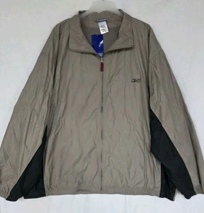 Vintage 2006 neu mit Etikett Herren Gr. 4XLT Reebok schwarz & hellbraun Colorblock durchgehender Reißverschluss Jacke - Bild 1 von 7