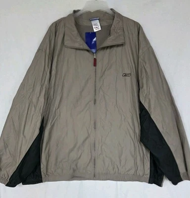 Vtg 2006 NWT Men's Sz 4XLT Reebok Black & Tan Colorblock Full Zip Jacket  - Image 1 of 4
