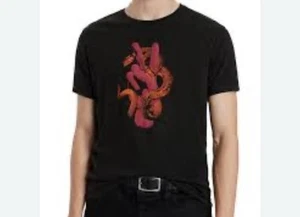 John Varvatos Men's Black Peace Snake Graphic Crew T-Shirt Size L Read! - Picture 1 of 4