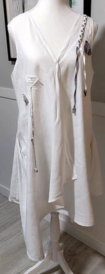Boo Radley Crisp White Linen Long Layered Top - image 1 of 4