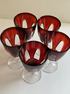 Cristal d'Arques Durand Gothic Ruby Red Wine Glasses Goblets France Set of 6 - Picture 1 of 17