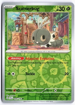 Scatterbug Reverse Holo SV01: Scarlet & Violet Base Set 008/198 NM - Image 1 of 2