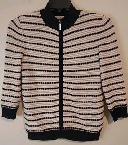 St John Sport Pullover Damen Petite Cardigan Mehrfarbig Gerippt Durchgehender Reißverschluss Wollmischung - Bild 1 von 16
