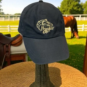 Breeders Cup Navy Embroidered Horse Racing Cap Hat Head Shots Adjustable - Picture 1 of 6
