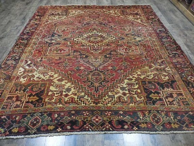 Alfombra turca vintage, alfombra tribal geométrica turca anatolia hecha a mano 7,8 x 8,9 pies Foto 1 de 4