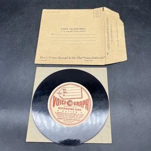 Vintage Voice o Graph recording disc And Envelope 1940's Vintage Decor Movie Pro - Picture 1 of 7