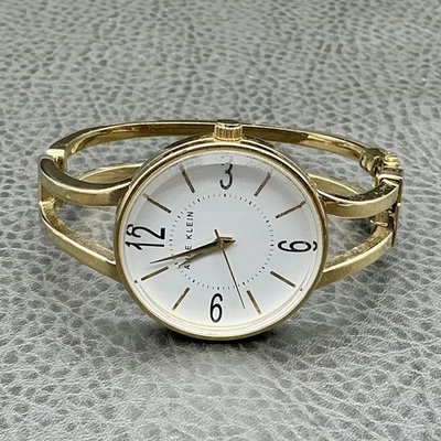 Anne Klein Watch Womens Gold Tone Bangle Bracelet White Dial NEW BATTERY WORKS - Image 1 of 4