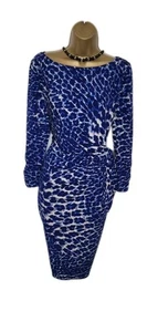 GORGEOUS DRESS by COAST UK 16 VGC NAVY MIX LINED JERSEY TIE SIDE ZIP ANIMAL PNT - Picture 1 of 13