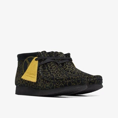 Clarks Kids Wallabee Go O Black Suede Pokemon Print Pikachu Shoes Boys Size 12W - Image 1 of 4