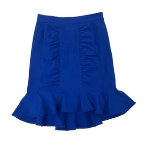 Anthropologie HD in Paris Royal Blue Ruched Ruffle Mini Skirt Womens 0 - Picture 1 of 8