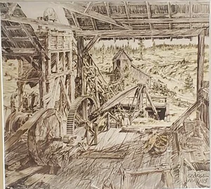 Quartz Gold Mine Gold Hill Mine Grass Valley George Mathis Hand Colored 1949 - Picture 1 of 7