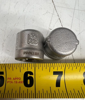Lot of 2) 3/8" GAV Cap Pipe Fitting 316 Stainless Steel Class 150# Female NPT - Image 1 of 2