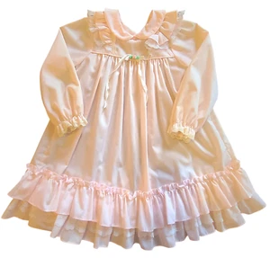 Vintage Cream Peach Girls Victorian Dress Lace Trim Ruffles 5/6T - Picture 1 of 6