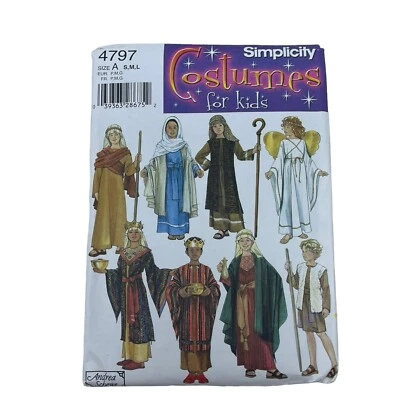 Simplicity Pattern 4797 Costumes for Kids Biblical Nativity Size S-L Uncut Sew - Image 1 of 4