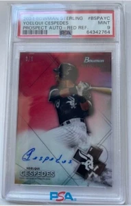 YOELQUI CESPEDES 2021 Bowman Sterling RED Refractor Auto #3/5 RED SOX PSA 9 - Picture 1 of 2