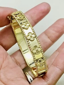 Festlicher massiver 18k Gelbgold Glücksarmreif S16 besondere Anlässe Geschenk Posten - Bild 1 von 19
