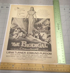 Anuncio impreso de colección 1955 The Prodigal MovieWoman Beauty Mans Temptation City of Sin - Imagen 1 de 1