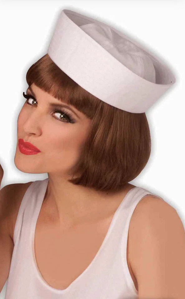 Sombrero Gob Marinero Blanco Gorra Adulto Disfraz Naval Halloween NUEVO Foto 1 de 1