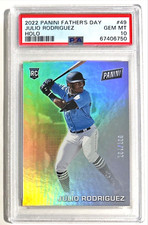 2022 Panini Father's Day Julio Rodriguez Holo Refractor Foil RC /199 PSA 10 #49