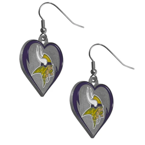 Minnesota Vikings Heart Dangle Earrings NFL Football Licensed Jewelry Cover