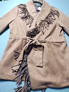 Aliceblue Womens NWT Faux Suede Vintage Inspired Western Cowboy Fringe Jacket M - Picture 1 of 12