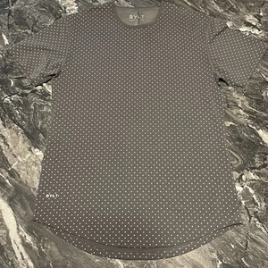 Camicia BYLT Basics uomo grande grigio scuro verde menta a pois taglio a goccia Lux S/S usata in ottime condizioni - Foto 1 di 6