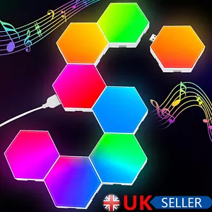 8 Hexagon Light Panels - Smart RGB LED Lights: Sync Music, APP & Remote Control - Picture 1 of 17
