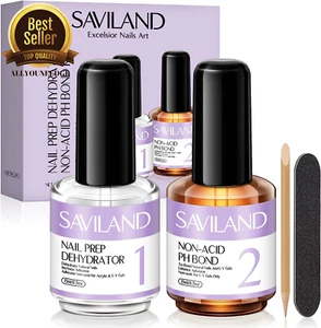Saviland Nail Prep Dehydrate and Acid-Free Primer Fast Air Dry Long-Lasting Set - Picture 1 of 8