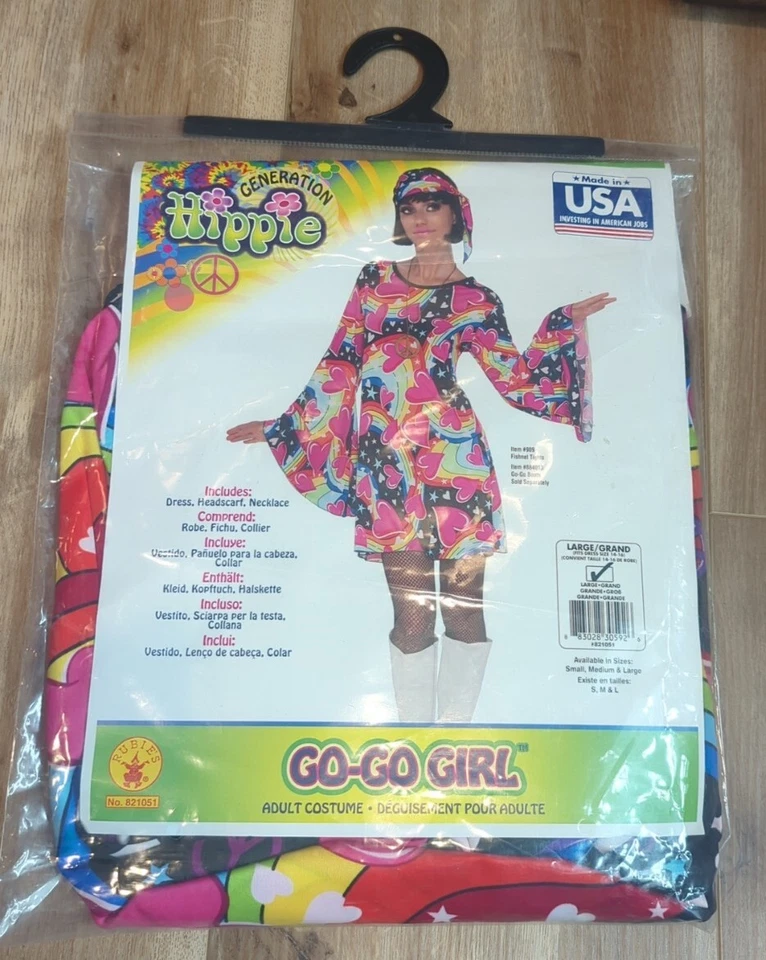 Disfraz de Halloween hippie de Rubie para mujer adulto talla grande Go-Go niña hecho en EE. UU. Foto 1 de 4