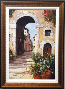  Guido Borelli "L'Arco Del Borgo" CUSTOM FRAMED SIGNED GICLEE Italian Art Italy - Picture 1 of 6