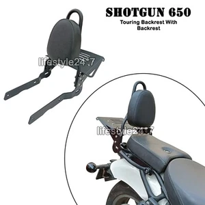 "Touring Backrest With Luggage Rack, Black" Fit For Royal Enfield Shotgun 650 - Picture 1 of 11