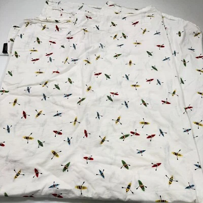 eddie bauer flat sheet twin kiakahi boats fishing nautical - Image 1 of 4
