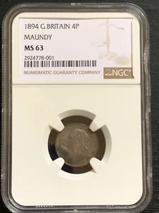 1894 Great Britain 4 Pence Maundy NGC MS63 British Silver 4P Four England - Picture 1 of 13