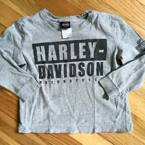 Harley Davidson Motorcycles T-Shirt Kids 4 long sleeve Gray Biker - Picture 1 of 8