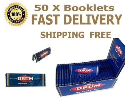 1X Box Drum Blue Standard Regular Size Rolling Papers 50 x Booklets - Image 1 of 2