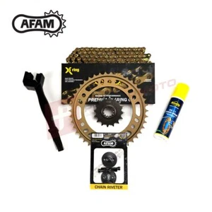 Kit de cadena y piñón AFAM 520 Pitch X Gold (aleación) para Honda CBR600RR 03-06 - Imagen 1 de 2