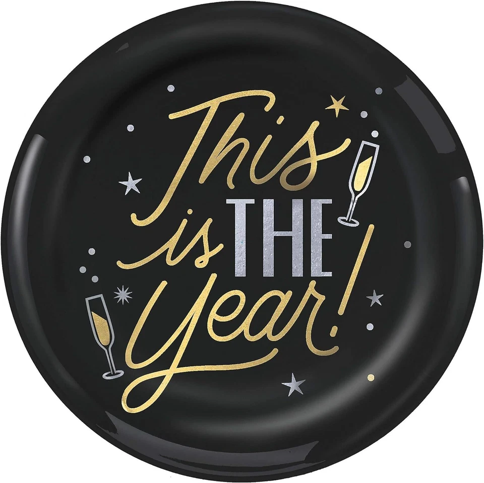This is the Year New Year Year's Eve Holiday Party 10.5" Plastic Banquet Plates - Image 1 of 1