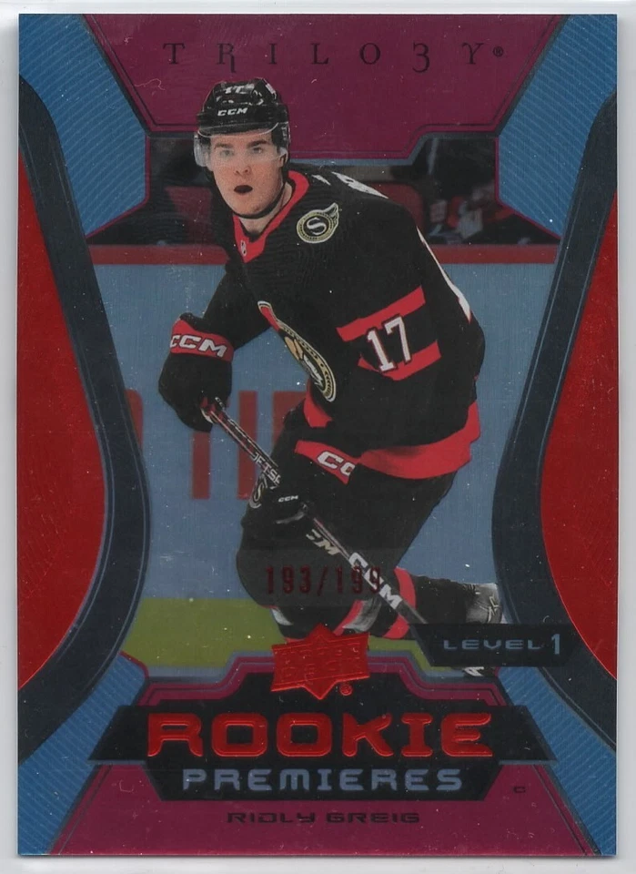 2023-24 Trilogy Ridly Greig #139 Senators Rookie Premieres Level 1 Red SN# /199 - Image 1 of 1
