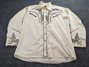 Gran Herradura Shirt Mens 2XL Western Cream Smile Pockets Pearl Snap Button Down - Picture 1 of 13