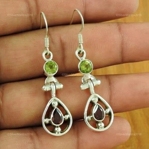 Pera Peridoto Argento Sterling Gancio Lunetta Pendente Fidanzamento Mamma Giorno - Foto 1 di 5