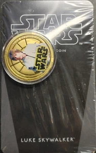 2011 NIUE GOLD PLATED GILT $1 COIN FEATURING STAR WARS LUKE SKYWALKER IN OGP - Picture 1 of 2