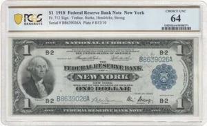 $1 1918 Federal Reserve Bank Notes 712 PCGS 64 - Picture 1 of 2