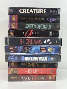 Lot Of 10 VHS Tapes - Horror Sci-Fi Aliens Hellraiser Omen In Dreams Vampires - Picture 1 of 8