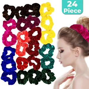 24 Pieces Assorted Hair Bands - Cute and Soft Scrunchies - No crease hair ties - Picture 1 of 7