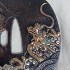Japanese Antique Tsuba of Katana Samurai Sword Guard Iron Rare Design 61-E74