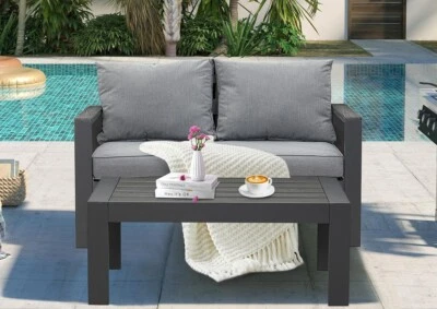 Sitzgruppe 2 Personen Sitzgarnitur Aluminum Gartenmöbel Set Balkon Terrasse - Bild 1 von 2