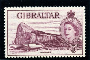 Gibraltar 1957 QEII 5d deep maroon superb MNH. SG 152b. - Picture 1 of 2