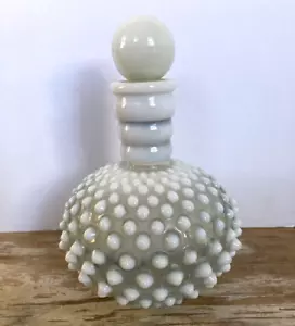 Decantador de corcho botella de vidrio de piedra lunar vintage Fenton hobnail con tapón - Imagen 1 de 10