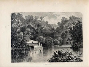 POWDER MILLS ON BRANDYWINE RIVER, PA. 1872, woodcut engraving - Picture 1 of 1