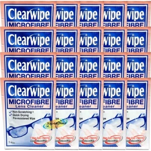 20x Clearwipe Lens Cleaner Microfibre Soft Wipes Pre Moistened Wipes - Picture 1 of 2